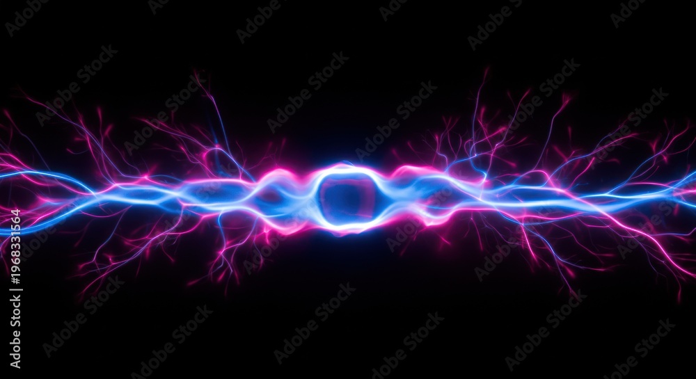 Fototapeta premium Abstract energy flow visualization with blue and pink lightning