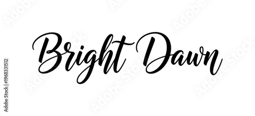 Bright Dawn. lettering and all elements in black. Vector style. AWhite background. Pure white background. Perfect isolation and visual consistency. Elegant