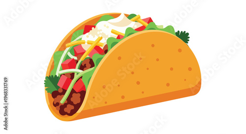 Crisp and Colorful Taco Illustration Packed with Fresh Ingredients for a Delicious Meal