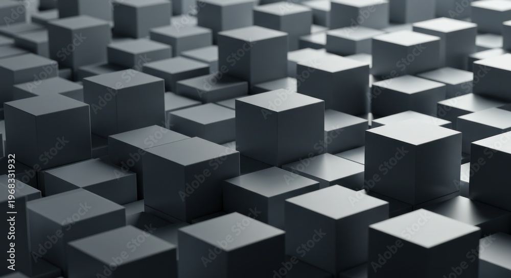 Obraz premium Abstract geometric cubes in monochrome 3 d rendered perspective