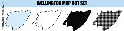 Wellington City Map Outline Set in Various Styles for Cartography and Infographics