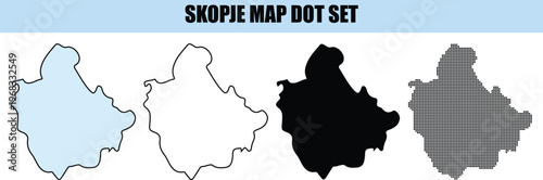 Skopje Map Outline Set in Four Styles Isolated on White Background