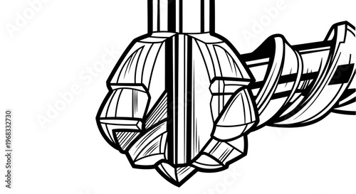 Detailed drill bit close up view.