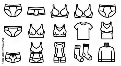 Collection of womens clothing and underwear.