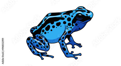 Blue and black spotted frog sitting.