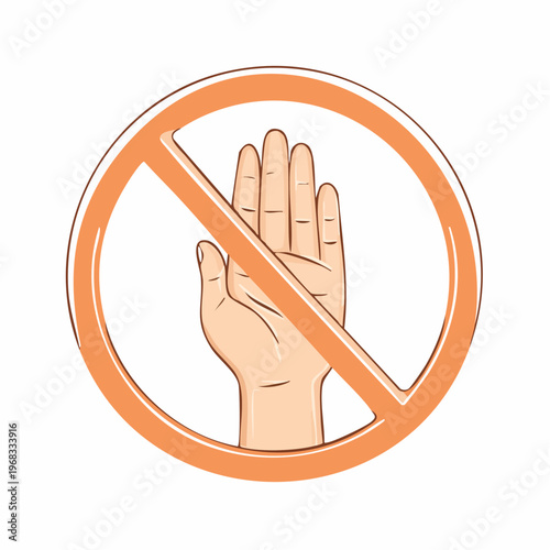 Stop hand gesture illustration isolated, prohibition sign symbol