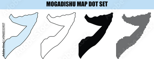 Somalia Map Outline Set in Four Styles Isolated on White Background