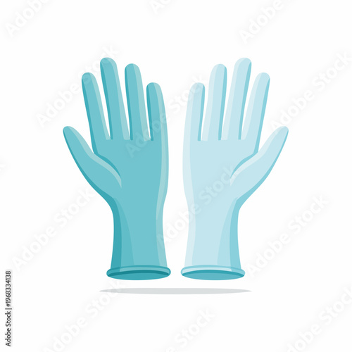 Illustration of blue medical gloves in flat design, concept for healthcare