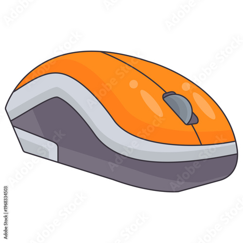 Wireless Computer Mouse Flat Vector Illustration