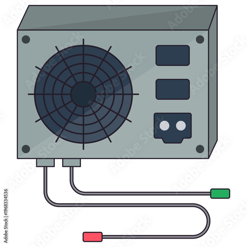 Computer Power Supply Unit PSU Flat Vector Illustration
