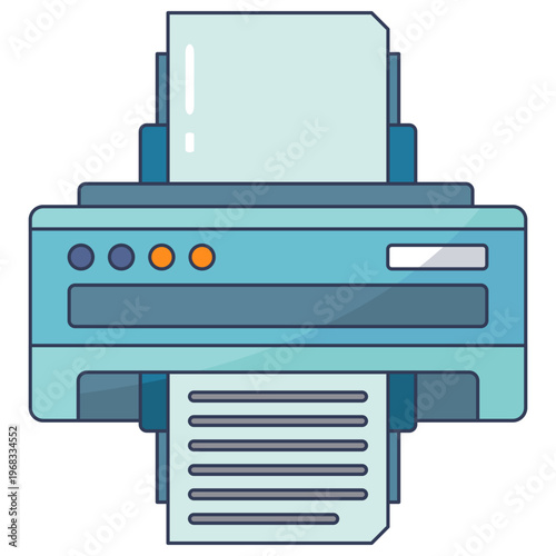 Office Printer Machine Flat Vector Illustratio
