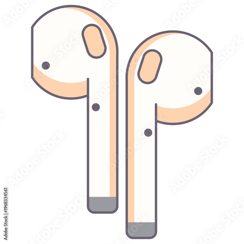Wireless Earbuds Flat Vector Illustration Audio Device