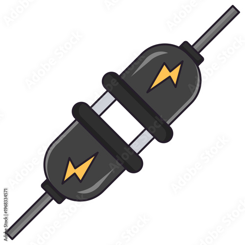 Electric Cable Connector Plug Flat Vector Illustration