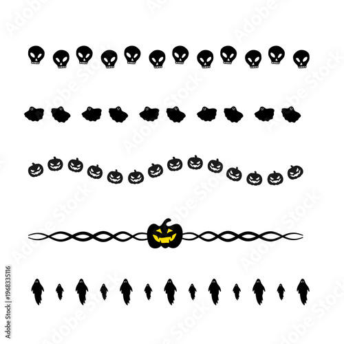 Halloween Silhouette Icon Set – Witch, Bats, Crow, Tree and Spooky Elements Vector Collection