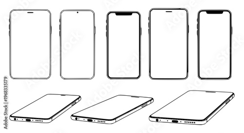 Modern edge screen smartphone vector blank display EPS10 isolated on white