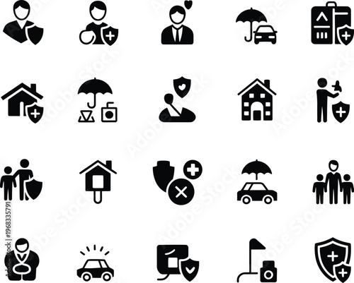 Black and white of insurance and protection services shield