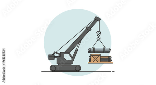 Crane lifting a heavy load.