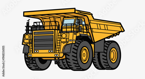 Large Yellow Mining Dump Truck Vehicle.