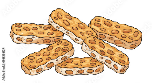 Artistic Rendering of Nut-Filled Confectionary Bars Arranged in a Delightful Cluster