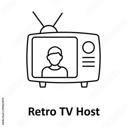  Retro TV Host Vector icon which can easily modify or edit