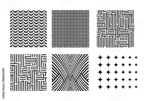 Black and White Line Patterns Minimal Texture Collection