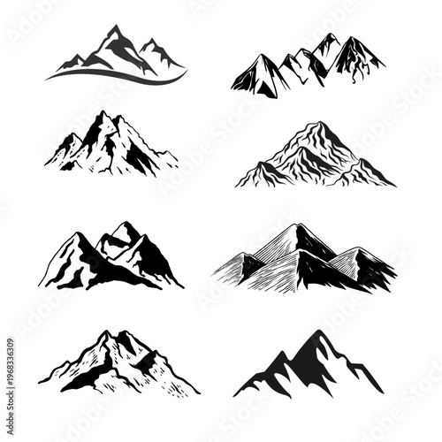 Mountain Landscape Silhouette Collection Nature Vector