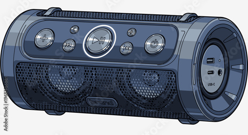 Wireless Portable Bluetooth Speaker Closeup.