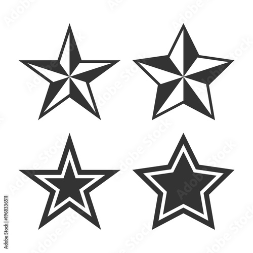 Stars graphic icon set. Military stars isolated signs on white background. Vector illustration