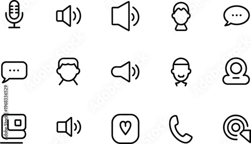 Black line for communication and social media microphone