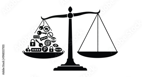 balance scale with social media icons on one side