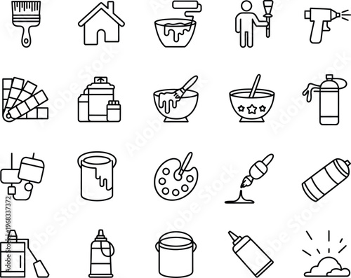 Line of painting and house renovation tools and supplies line renovation