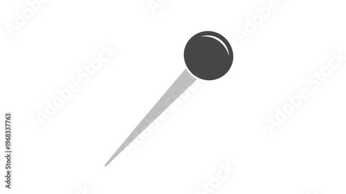 Black head pin needle flat illustration – Suitable for industrial textile icons, sharp precision tools, or sewing metaphors.