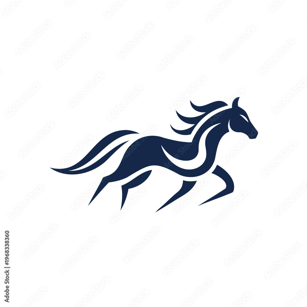 Fototapeta premium Graceful silhouette of a galloping horse with flowing mane and tail