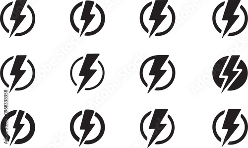 Flash power icon vector illustration, lightning bolt and electricity symbols, energy, voltage, and electric power Thunder and bolt lighting flash icon set , Lightning, electric vector design 