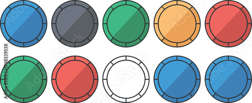 Collection of colorful oval frames or buttons in a grid arrangement