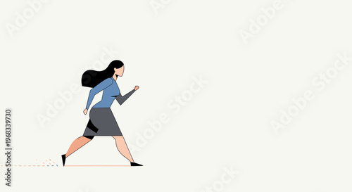 Woman in Business Attire Walking Confidently Forward.