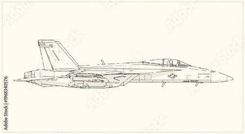 Side view sketch of a modern jet fighter plane
