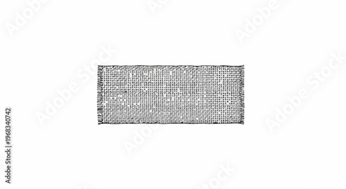 A textured rectangular fabric swatch with a rough woven pattern and frayed edges