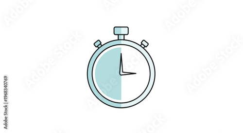 Minimalist stopwatch illustration in cool blue tones, representing time, speed, and punctuality on a clean white background