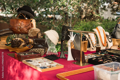 Flea market in Lisbon. Garage sale, reuse the clothes, second hand and eco consumer