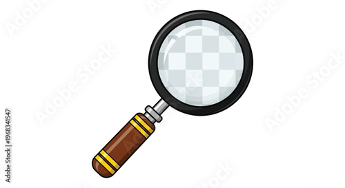 A charming vector illustration showcasing a classic magnifying glass design with a brown handle and black rim for various graphic projects.