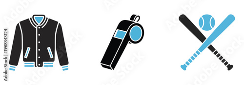 Sports equipment icons set, simple black and white vector sketches, hand drawn doodle style representing gym