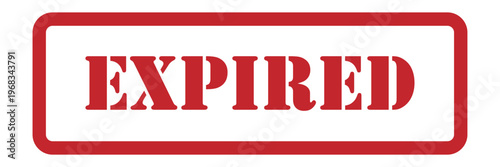 Expired stamp sign with red frame isolated on white background, vector rubber seal mark for warranty validation or document status notification in business concept.