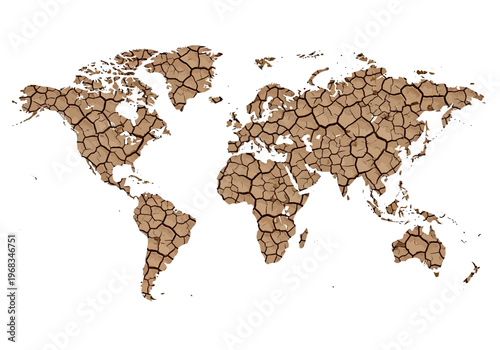 Global environmental crisis a cracked earth map illustrating worldwide drought and climate change impacts