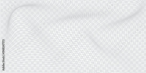 Distorted wave monochrome texture. dynamical rippled surface. Vector mesh grid pattern of lines eps 10
