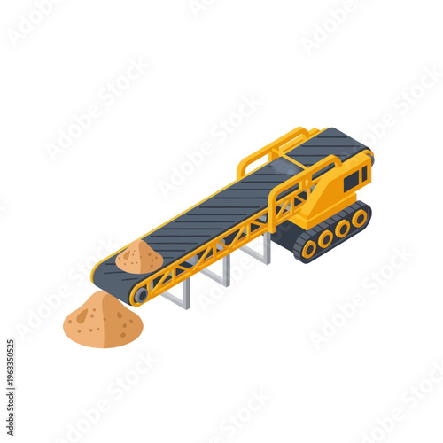 Isometric Conveyor Belt System for Material Handling and Construction.