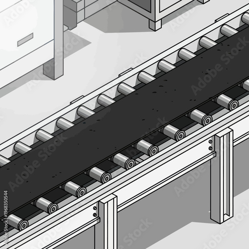 Industrial Conveyor Belt System for Material Handling and Production Line.