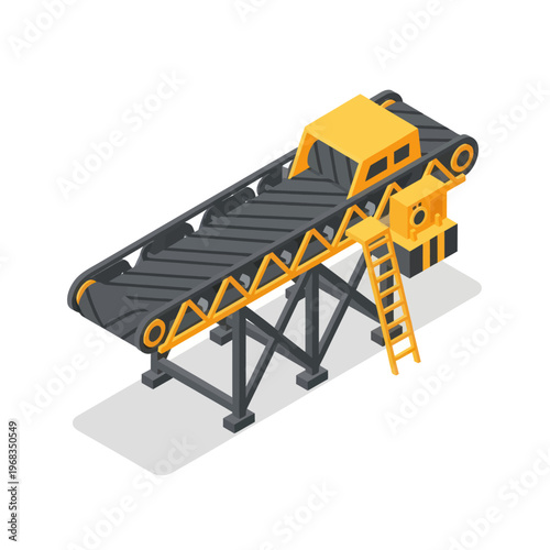 Isometric Conveyor Belt System for Industrial Material Handling.