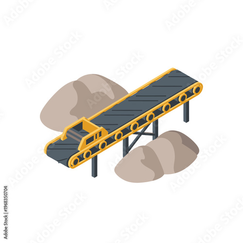 Isometric Conveyor Belt System for Industrial Material Handling.
