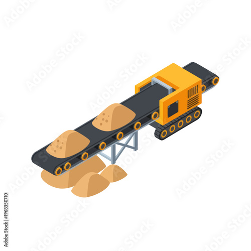Isometric Conveyor Belt System for Material Handling and Mining Operations.